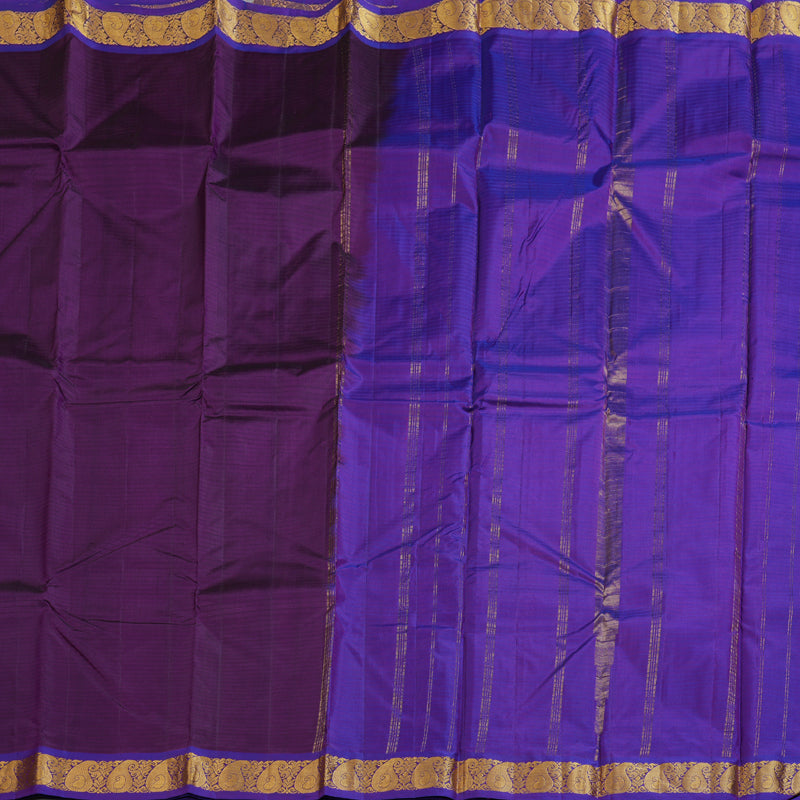Hayagrivas Dark Purple Handloom Kanjivaram Silk Saree with Purple Border-KBD1657A1-21