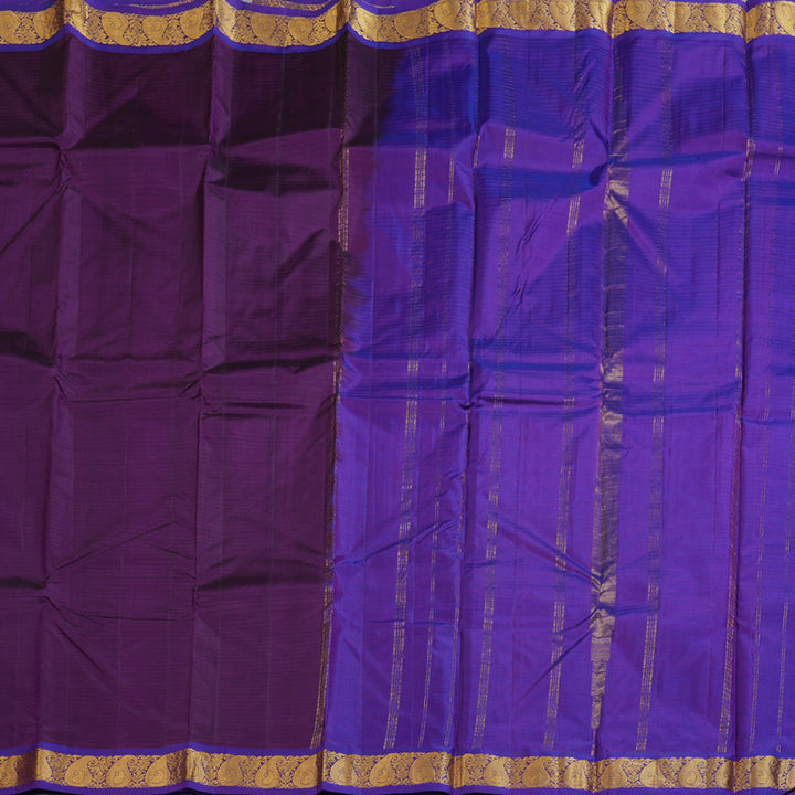 Hayagrivas Dark Purple Handloom Kanjivaram Silk Saree with Purple Border-KBD1657A1-21