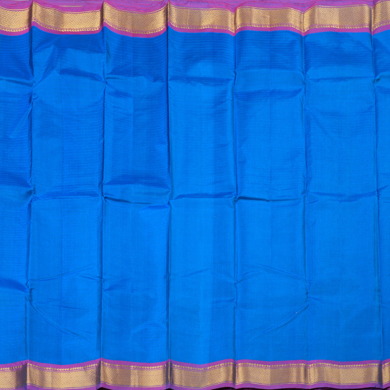Hayagrivas Classic Blue Handloom Kanjivaram Silk Saree with Purple Border KBD1657A1-24