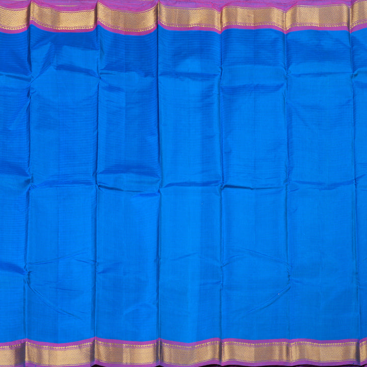 Hayagrivas Classic Blue Handloom Kanjivaram Silk Saree with Purple Border KBD1657A1-24
