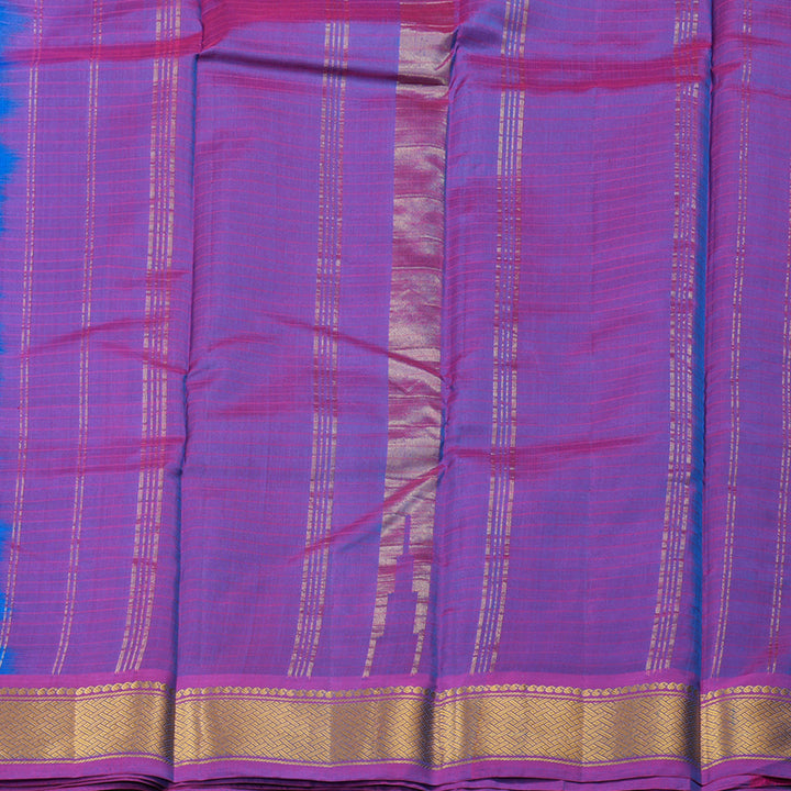 Hayagrivas Classic Blue Handloom Kanjivaram Silk Saree with Purple Border KBD1657A1-24