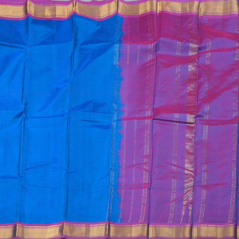 Hayagrivas Classic Blue Handloom Kanjivaram Silk Saree with Purple Border KBD1657A1-24
