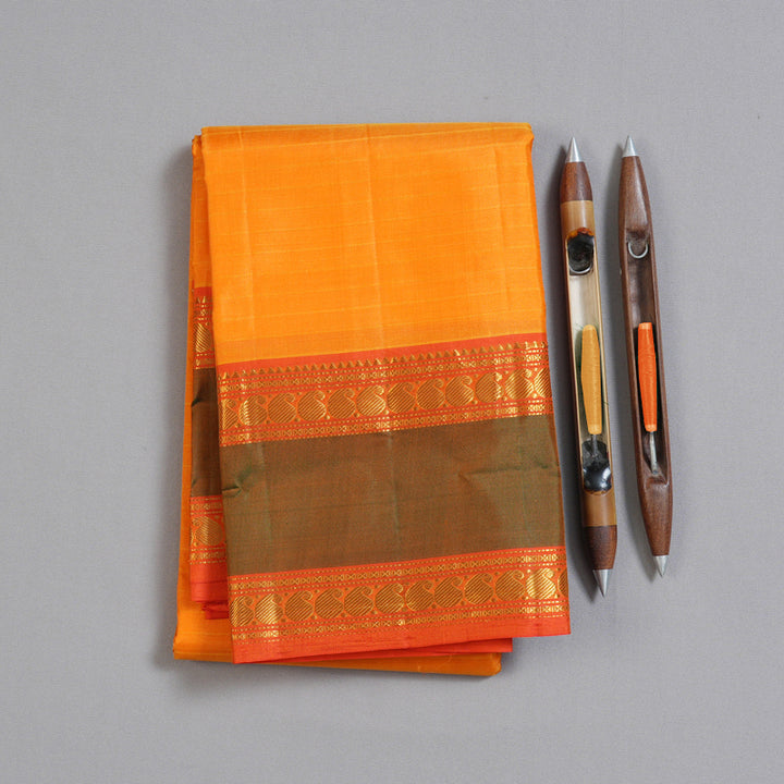 Hayagrivas Traditional Mango Yellow Handloom Kanjivaram Silk Saree with Mandhalir Border KBD1657A1-3