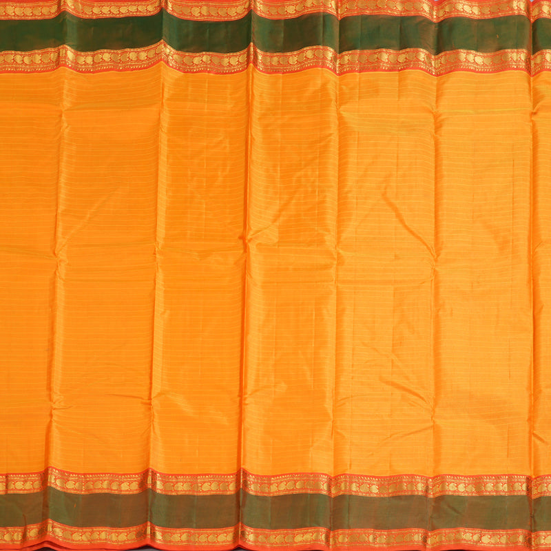 Hayagrivas Traditional Mango Yellow Handloom Kanjivaram Silk Saree with Mandhalir Border KBD1657A1-3