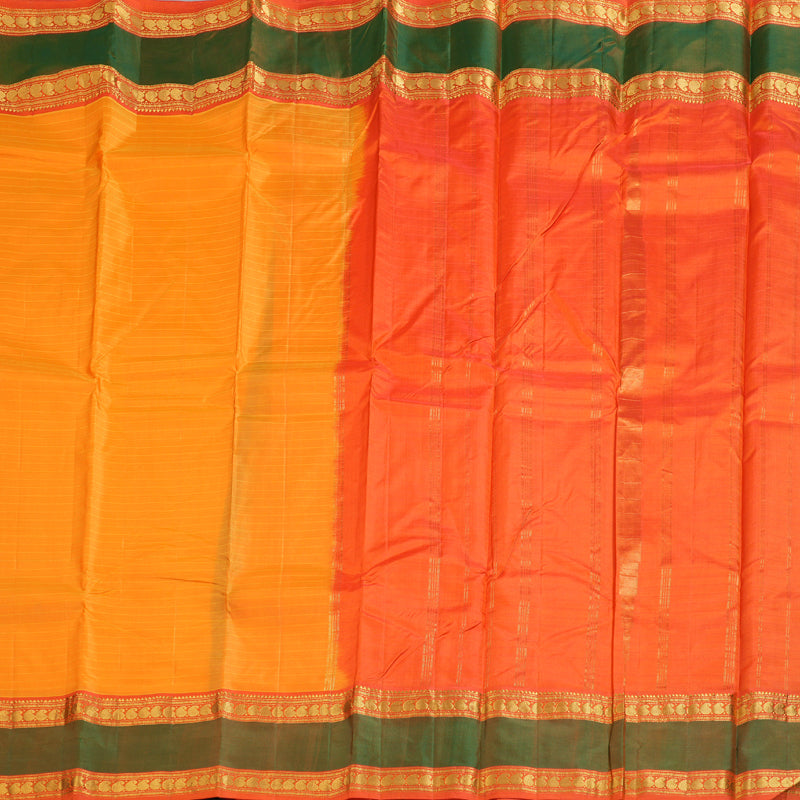 Hayagrivas Traditional Mango Yellow Handloom Kanjivaram Silk Saree with Mandhalir Border KBD1657A1-3