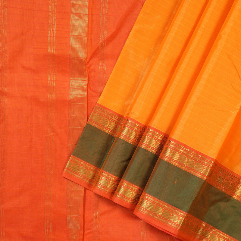 Hayagrivas Traditional Mango Yellow Handloom Kanjivaram Silk Saree with Mandhalir Border KBD1657A1-3