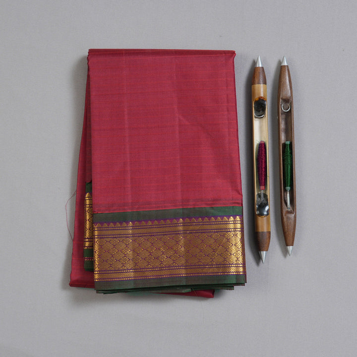 Hayagrivas Dark Maroon Handloom Kanjivaram Silk Saree with Purple Border-KBD1657A1-4