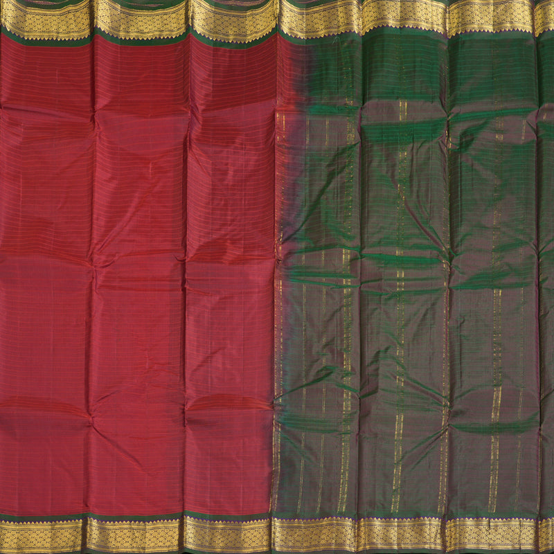 Hayagrivas Dark Maroon Handloom Kanjivaram Silk Saree with Purple Border-KBD1657A1-4