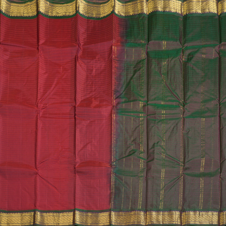 Hayagrivas Dark Maroon Handloom Kanjivaram Silk Saree with Purple Border-KBD1657A1-4