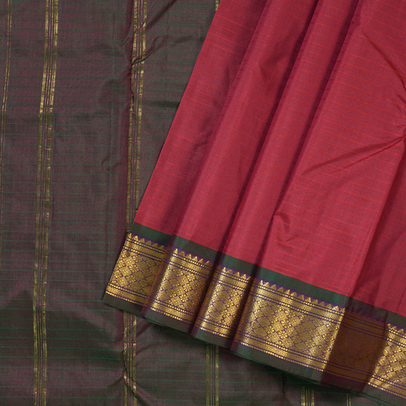 Hayagrivas Dark Maroon Handloom Kanjivaram Silk Saree with Purple Border-KBD1657A1-4