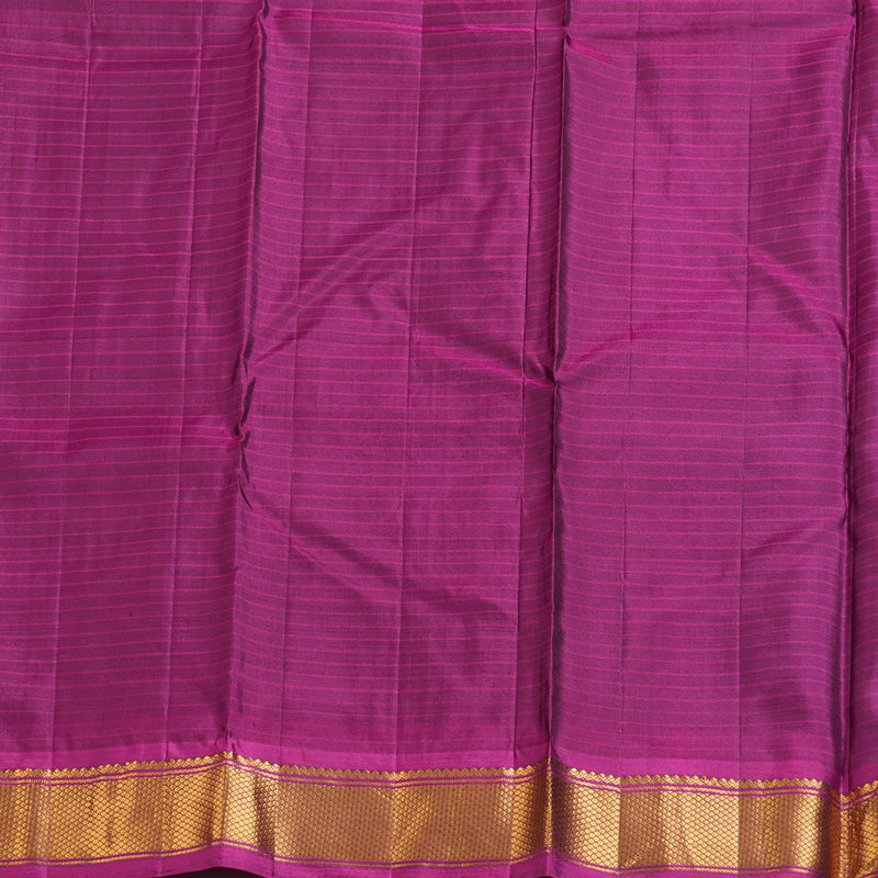 Hayagrivas Dark Blue Handloom Kanjivaram Silk Saree with Pink Border-KBD1657A1-9