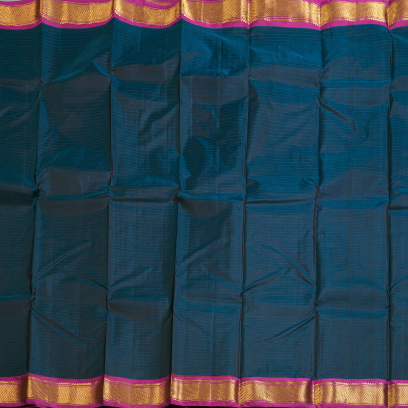 Hayagrivas Dark Blue Handloom Kanjivaram Silk Saree with Pink Border-KBD1657A1-9