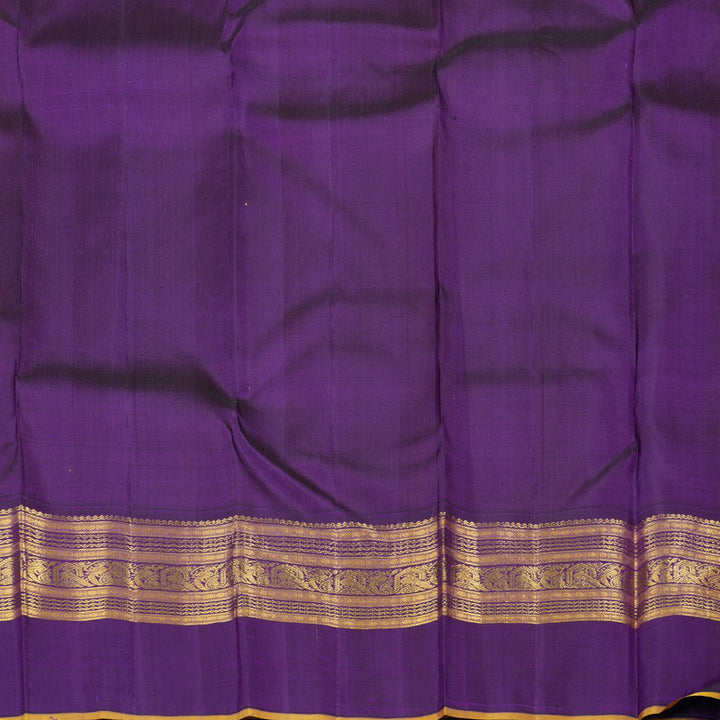 Hayagrivas Mustard Yellow Handloom Kanjivaram Silk Saree with Dark Purple Border with KBD1659A3-2