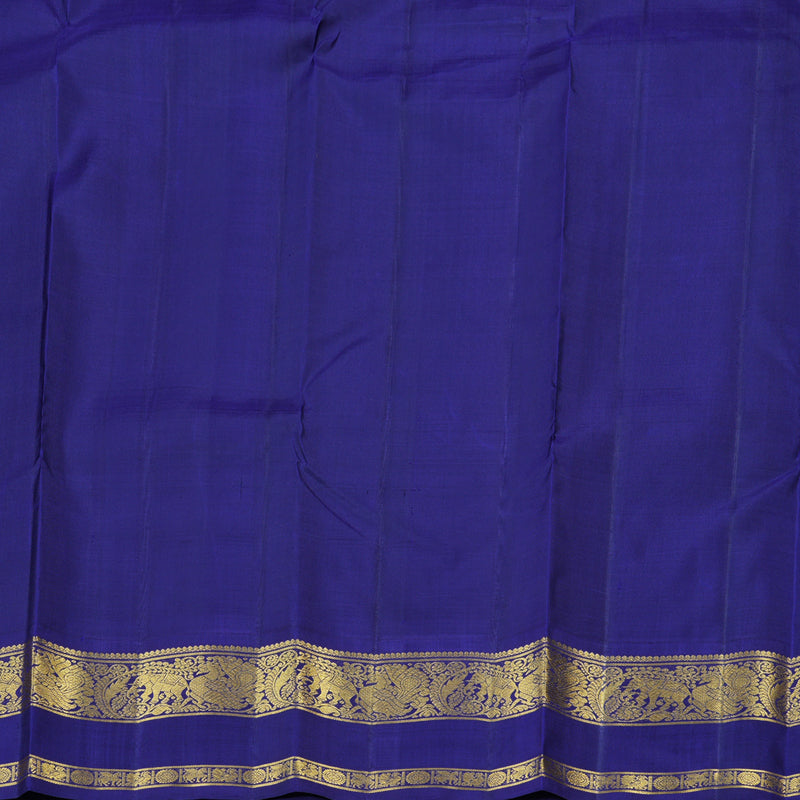 Hayagrivas Silver Grey Handloom Kanjivaram Silk Saree with Blue Border with KBD1659A4-1