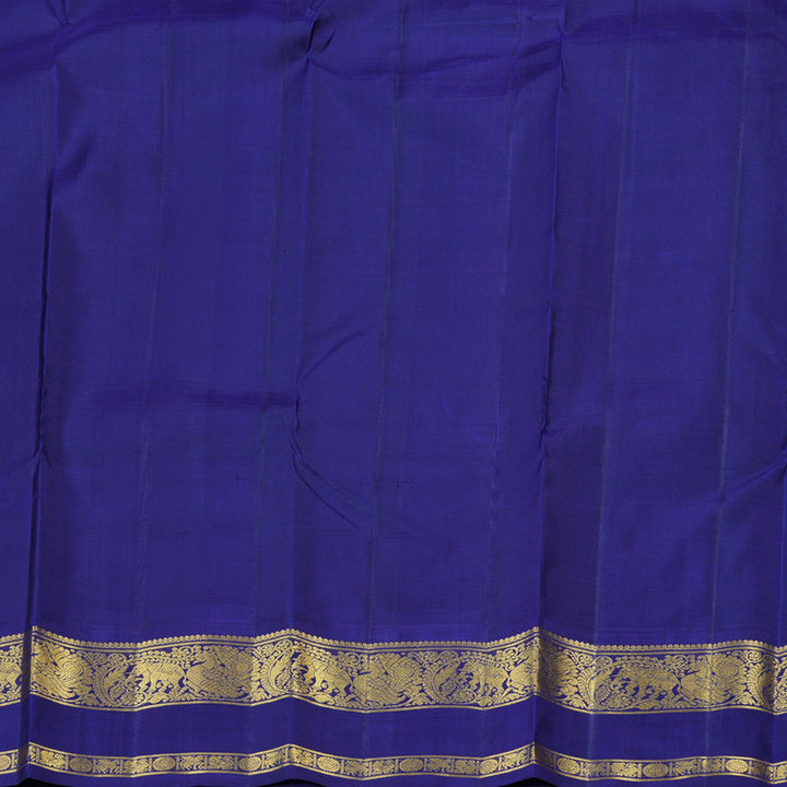 Hayagrivas Silver Grey Handloom Kanjivaram Silk Saree with Blue Border with KBD1659A4-1