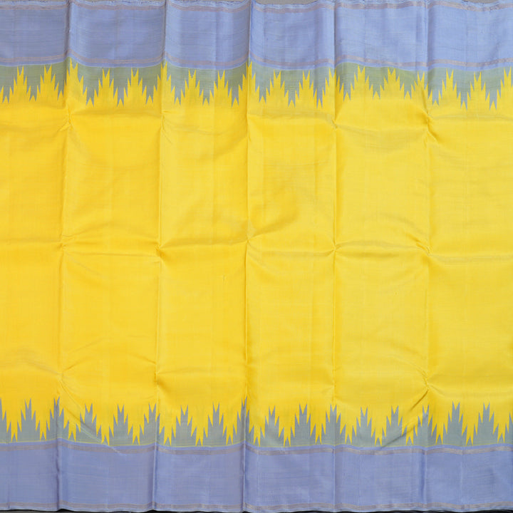 Hayagrivas Yellow Handloom Kanjivaram Silk Saree with Powder Blue Border KBD1659A6-1