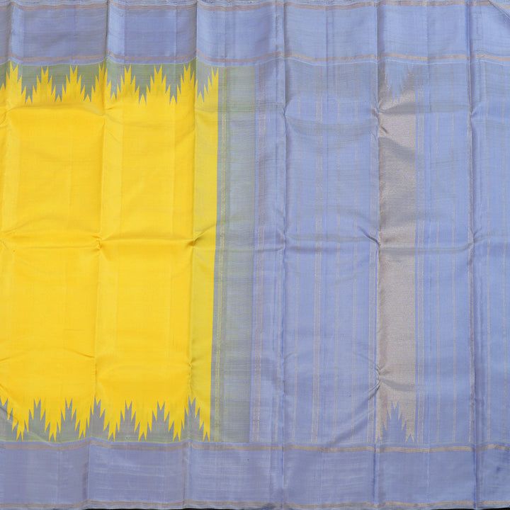 Hayagrivas Yellow Handloom Kanjivaram Silk Saree with Powder Blue Border KBD1659A6-1