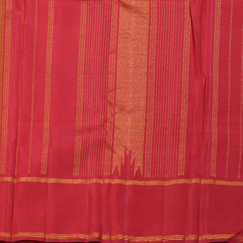 Hayagrivas Fluorescent Green Handloom Kanjivaram Silk Saree with Red Border KBD1660A2-1