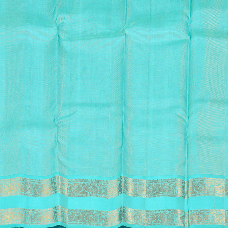 Hayagrivas Dark Blue Handloom Kanjivaram Silk Saree with Sea Blue Border KBD1661A1-2