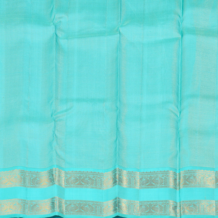 Hayagrivas Dark Blue Handloom Kanjivaram Silk Saree with Sea Blue Border KBD1661A1-2