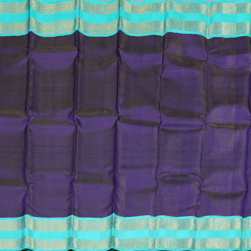 Hayagrivas Dark Blue Handloom Kanjivaram Silk Saree with Sea Blue Border KBD1661A1-2