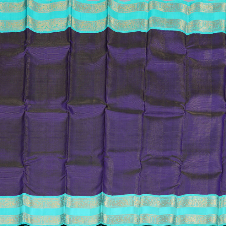 Hayagrivas Dark Blue Handloom Kanjivaram Silk Saree with Sea Blue Border KBD1661A1-2