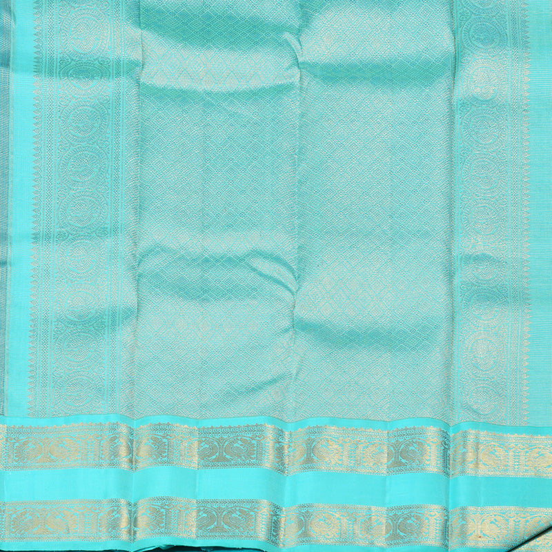 Hayagrivas Dark Blue Handloom Kanjivaram Silk Saree with Sea Blue Border KBD1661A1-2