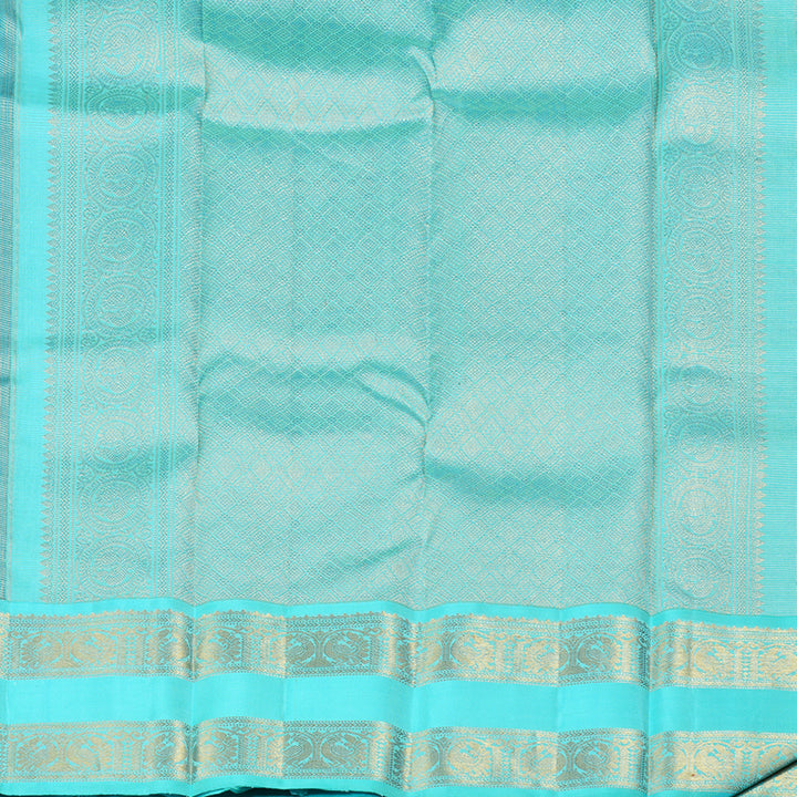 Hayagrivas Dark Blue Handloom Kanjivaram Silk Saree with Sea Blue Border KBD1661A1-2