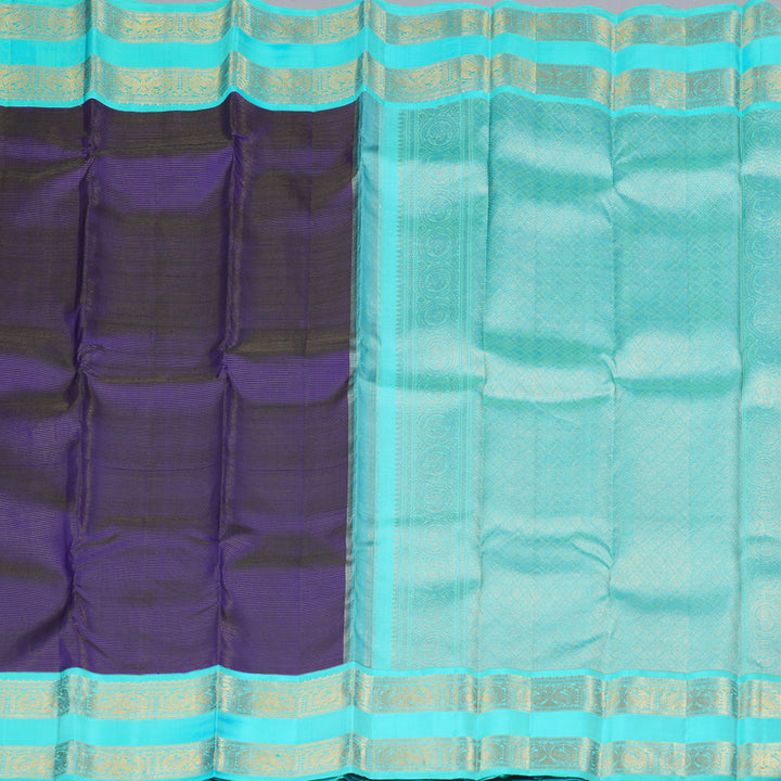 Hayagrivas Dark Blue Handloom Kanjivaram Silk Saree with Sea Blue Border KBD1661A1-2