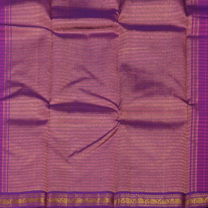 Hayagrivas Handloom Yellow Kanjivaram Silk Saree with Purple Border KBD1661A16-2