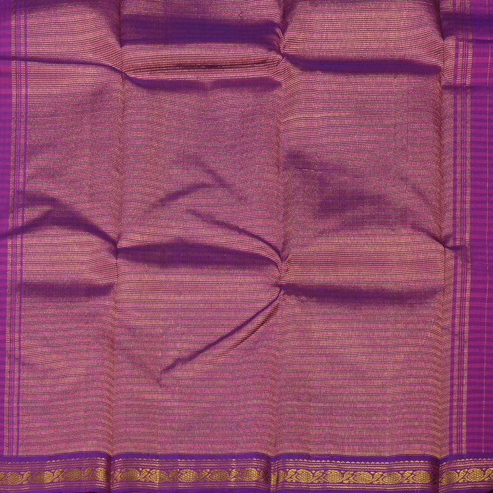 Hayagrivas Handloom Yellow Kanjivaram Silk Saree with Purple Border KBD1661A16-2