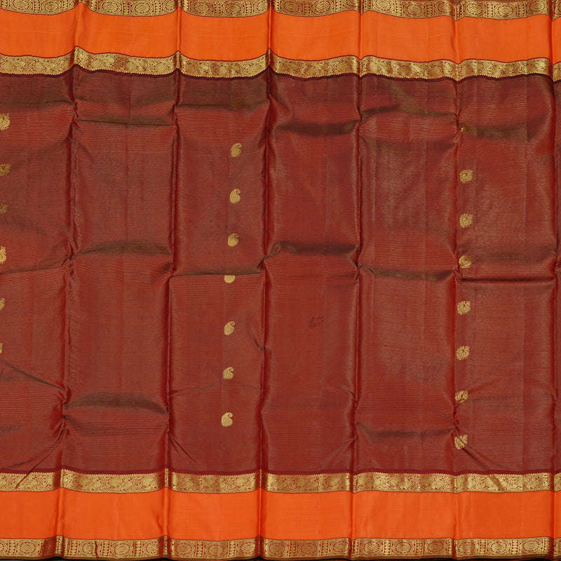 Hayagrivas Handloom Kanjivaram Silk Saree in Gleaming Dark Maroon KBD1661A17-1