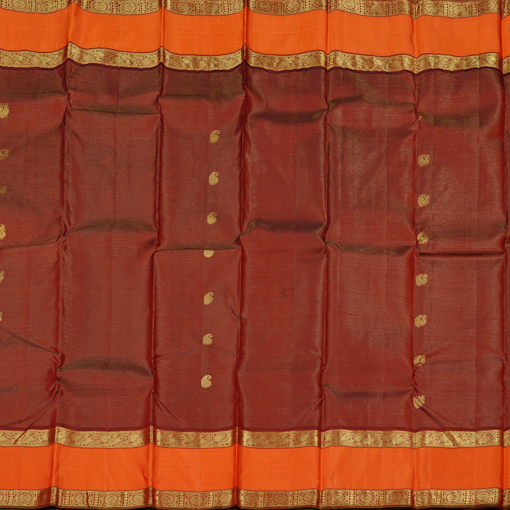 Hayagrivas Handloom Kanjivaram Silk Saree in Gleaming Dark Maroon KBD1661A17-1