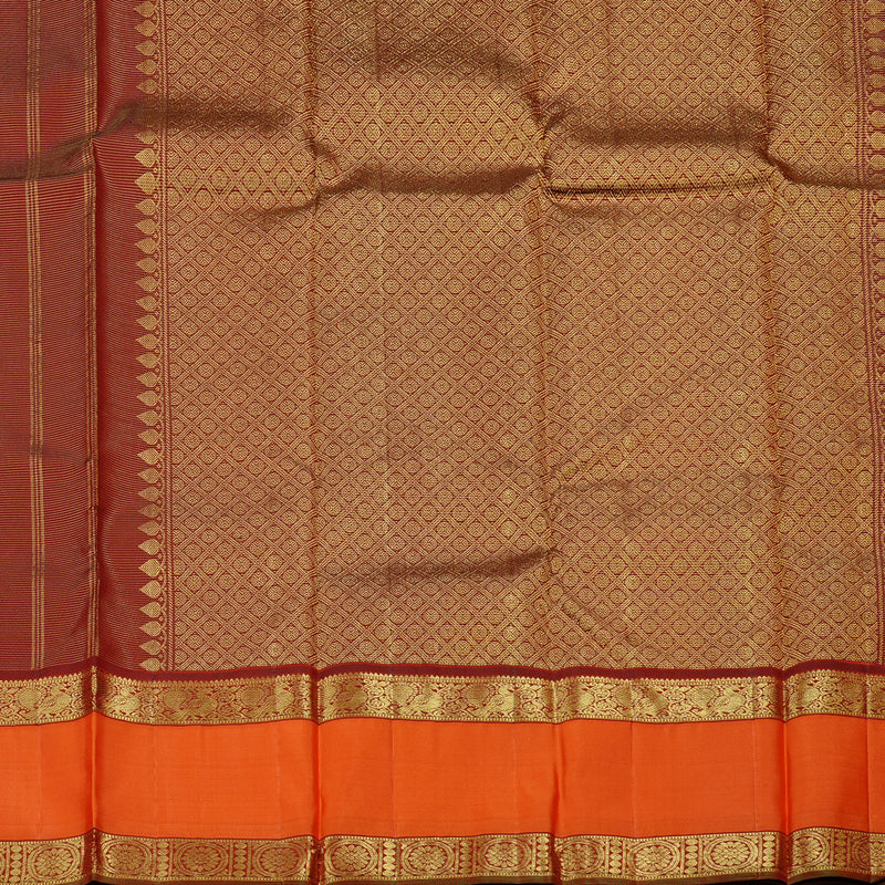 Hayagrivas Handloom Kanjivaram Silk Saree in Gleaming Dark Maroon KBD1661A17-1