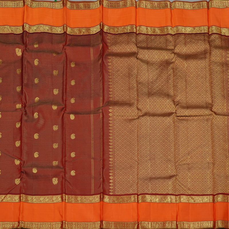 Hayagrivas Handloom Kanjivaram Silk Saree in Gleaming Dark Maroon KBD1661A17-1
