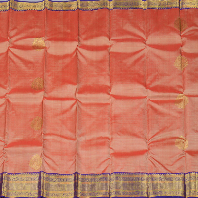 Hayagrivas Onion Pink Handloom Kanjivaram Silk Saree with Blue Border KBD1661A3-1