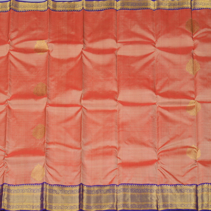 Hayagrivas Onion Pink Handloom Kanjivaram Silk Saree with Blue Border KBD1661A3-1