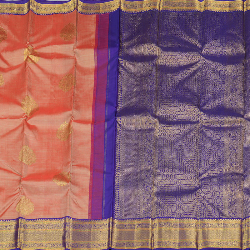 Hayagrivas Onion Pink Handloom Kanjivaram Silk Saree with Blue Border KBD1661A3-1