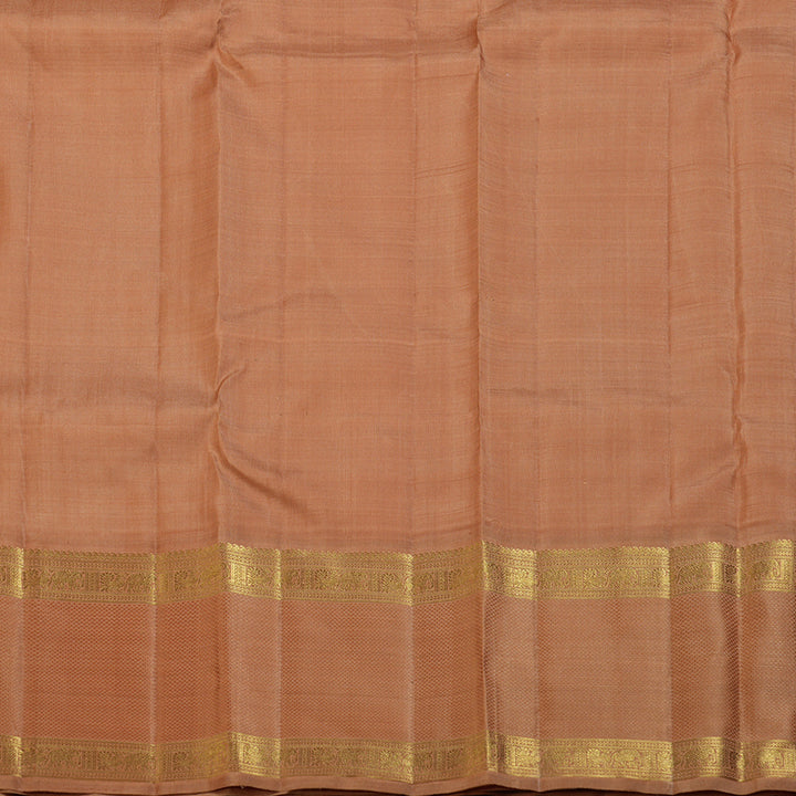 Hayagrivas Pristine White Handloom Kanjivaram Silk Saree with Chocolate Brown Border KBD1662A2-1