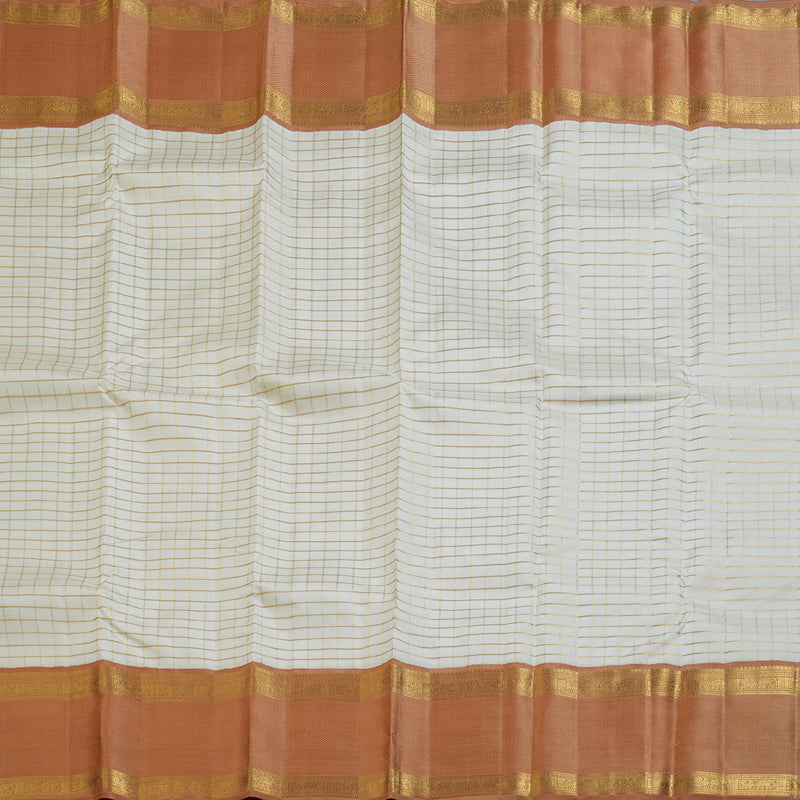 Hayagrivas Pristine White Handloom Kanjivaram Silk Saree with Chocolate Brown Border KBD1662A2-1