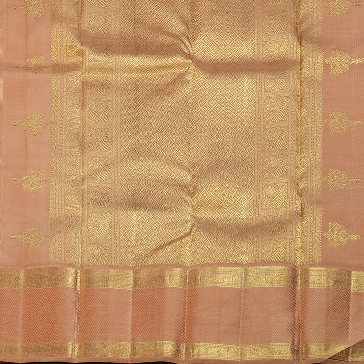 Hayagrivas Pristine White Handloom Kanjivaram Silk Saree with Chocolate Brown Border KBD1662A2-1