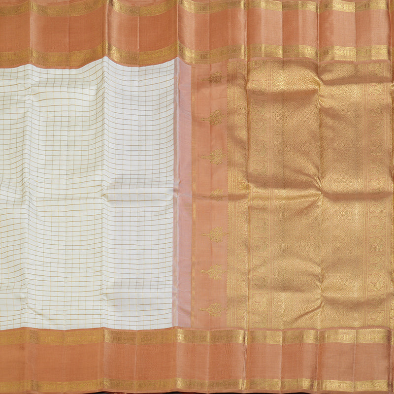Hayagrivas Pristine White Handloom Kanjivaram Silk Saree with Chocolate Brown Border KBD1662A2-1