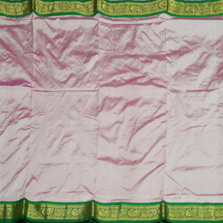 Hayagrivas Handloom Kanjivaram Nine yards silk saree in Baby pink with green KBD1665A2-7