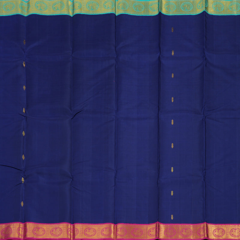 Hayagrivas Handloom Pure Kanjivaram Silk Saree in Classic Dark Blue KBD1667A16-1