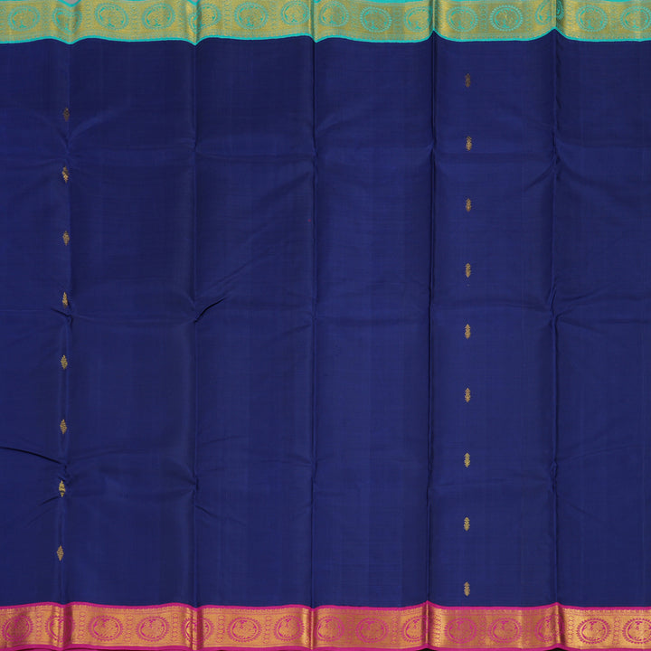 Hayagrivas Handloom Pure Kanjivaram Silk Saree in Classic Dark Blue KBD1667A16-1