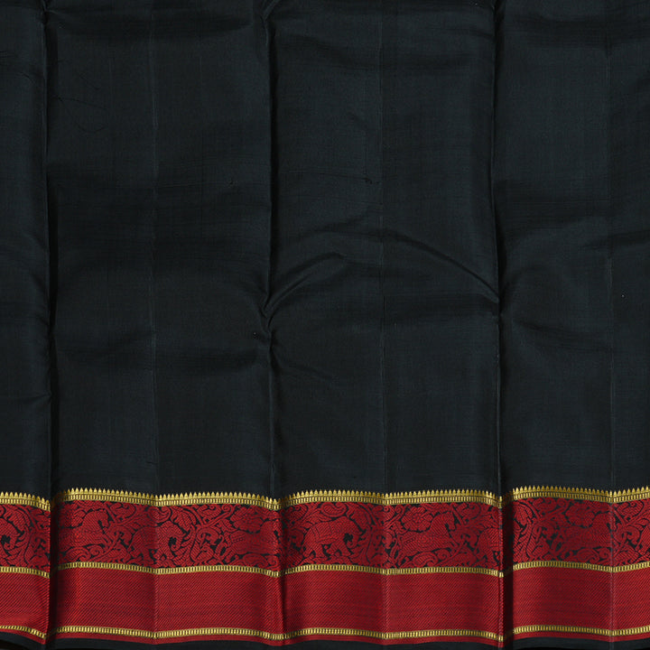 Hayagrivas Mango Yellow Handloom Kanjivaram Silk Saree with Black Border KBD1667A2-1