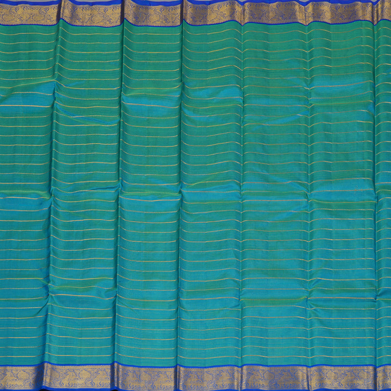 Hayagrivas Sea Blue Handloom Kanjivaram Silk Saree with Blue Border KBD1668A5-1