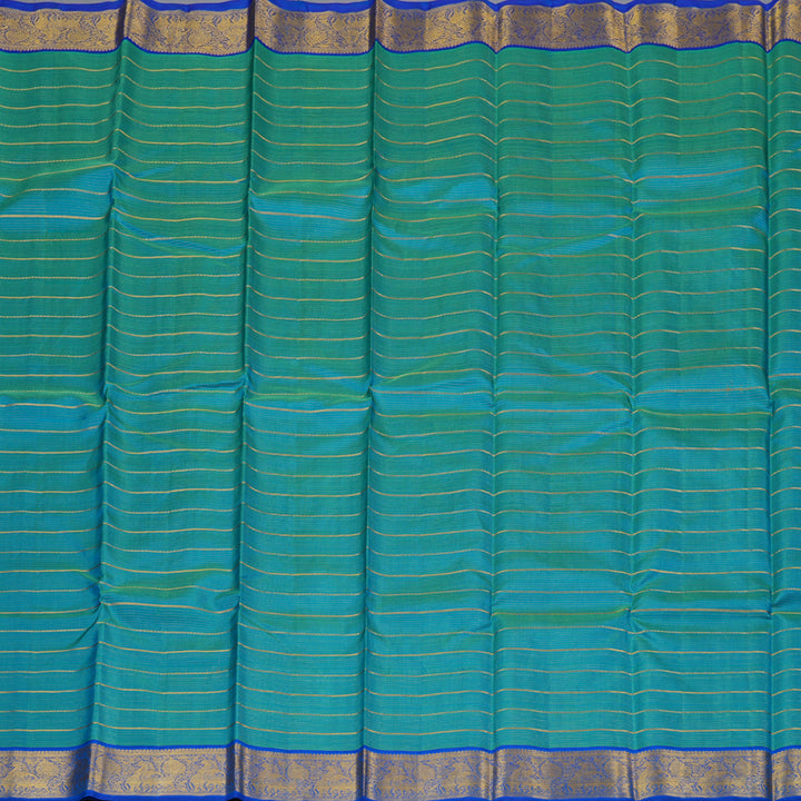 Hayagrivas Sea Blue Handloom Kanjivaram Silk Saree with Blue Border KBD1668A5-1