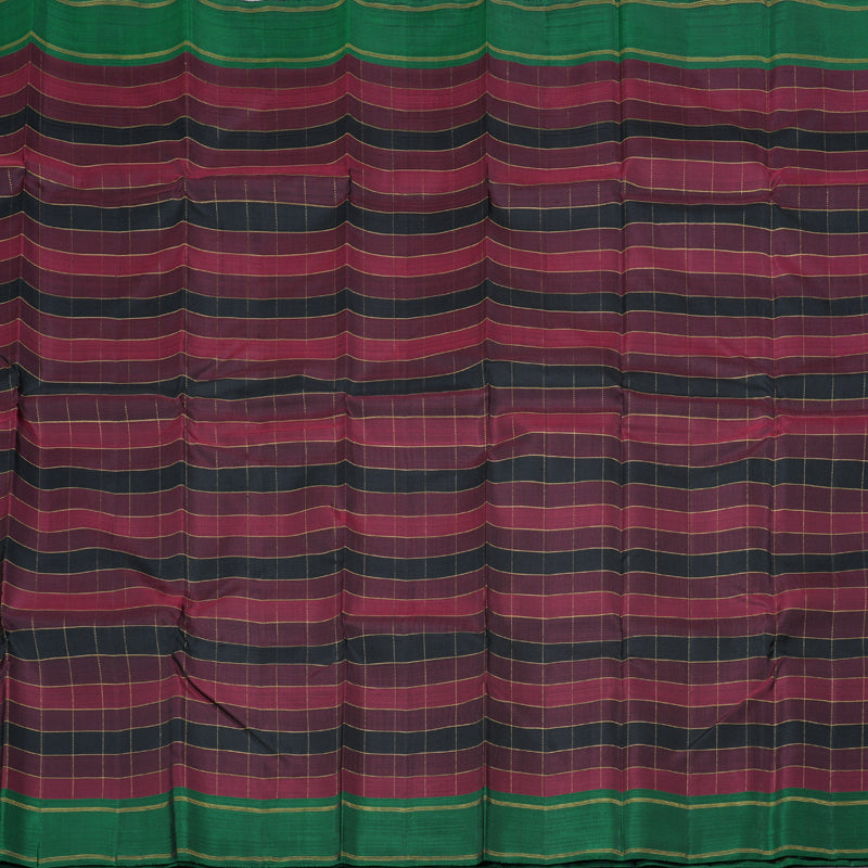 Hayagrivas Handloom Kanjivaram Silk Saree in Maroon with Black Checks KBD1668A7-1