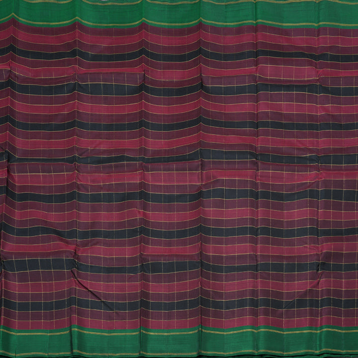 Hayagrivas Handloom Kanjivaram Silk Saree in Maroon with Black Checks KBD1668A7-1
